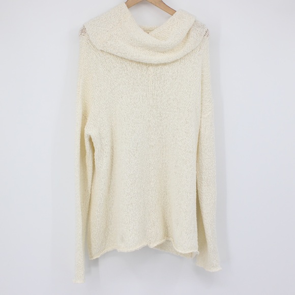 MUMU Mellow Off White Cream Sweater Cowl Neck Tunic Size Medium M - Picture 2 of 10